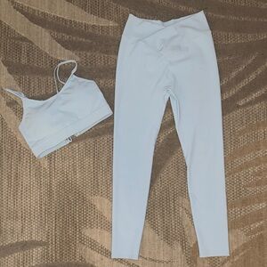 Light Blue Sports Bra and Leggings Set